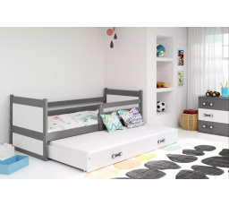 Dětská postel RICO s přistýlkou 80x190 cm, s matracemi, Grafit/Bílá