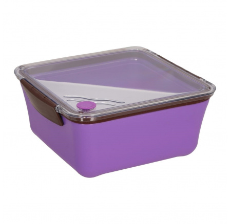 Lunch box rozdělený s vidličkou 2,6l fialový