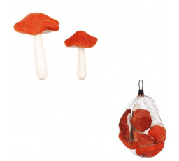 Houba umělá - klobouk s látkou, oranžová, cena za balení (6 ks)