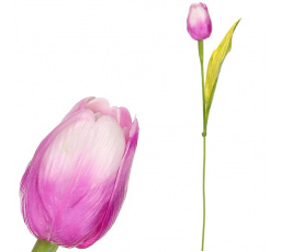 Tulipán plastový - řezaná květina, fialovo-bílá, cena za 1 ks