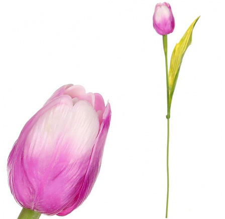 Tulipán plastový - řezaná květina, fialovo-bílá, cena za 1 ks