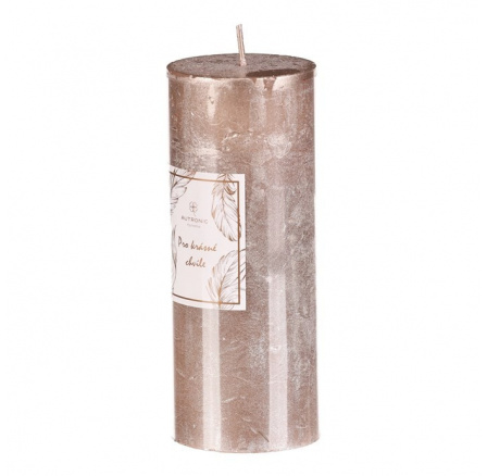 Svíčka metalická - 15 cm, bez vůně, parafín, champagne
