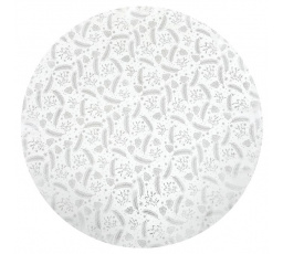 Ubrus kulatý - stříbrný vánoční vzor, 100% polyester, pr. 140 cm