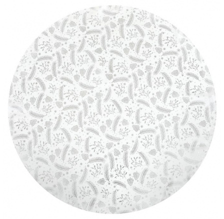 Ubrus kulatý - stříbrný vánoční vzor, 100% polyester, pr. 140 cm