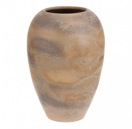 Váza keramická - výška 33 cm, zaoblená, béžovo-šedá