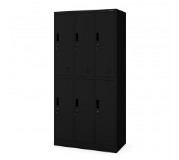Kovová šatní skříň Černá s 6 boxy IGOR, 900 x 1850 x 450 mm