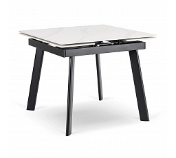 Stůl LARES Keramický Rozkládací 90-150 cm Bílý Mramor/Černý