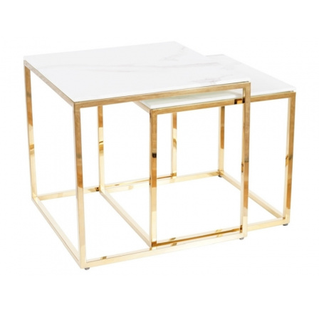 Konferenční stůl GLORIA, bílý s efektem mramoru/zlatá