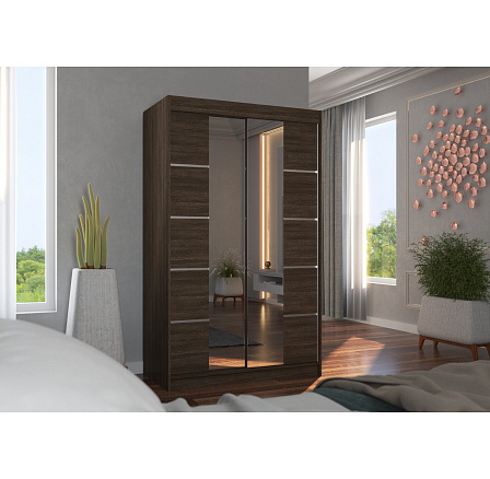 Posuvná skříň se zrcadlem GENUA 120 Choco+Choco