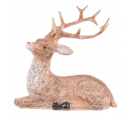 Jelen - polyresinová figurka, sedící, vel. M, béžovo-hnědý