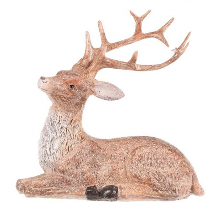 Jelen - polyresinová figurka, sedící, vel. M, béžovo-hnědý Jelen - polyresinová figurka, sedící, vel. M, béžovo-hnědý