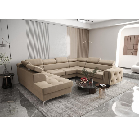 Rohová sedací souprava ORION MAX I s funkcí spaní 225X350X255 cm - béžová, pravá Rohová sedací souprava ORION MAX I s funkcí spaní 225X350X255 cm - béžová, pravá