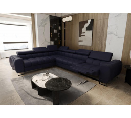 Rohová sedací souprava ASPEN MAX , relax přírodní kůže průměr 30x260 cm - Modrá kůže, levá