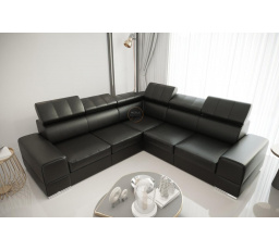 Rohová sedací souprava ROYAL MAX 286x286 přírodní kůže - černá kůže , pravá