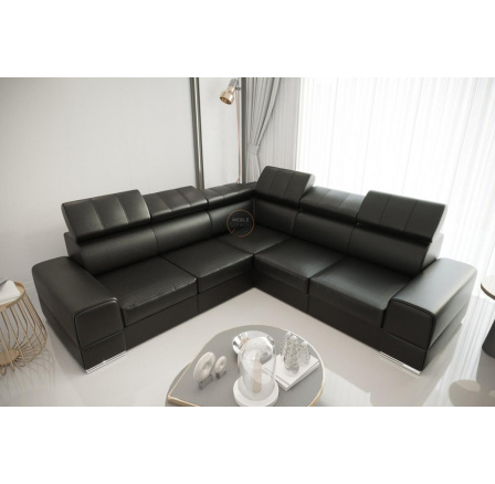 Rohová sedací souprava ROYAL MAX 286x286 přírodní kůže - černá kůže , pravá Rohová sedací souprava ROYAL MAX 286x286 přírodní kůže - černá kůže , pravá