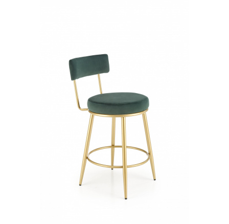 Barová židle H115, Tmavě zelená/Zlatá