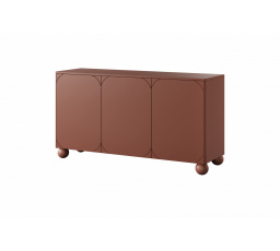 Třídveřová komoda Sonatia II na kulatých nohách 150 cm - burgundská