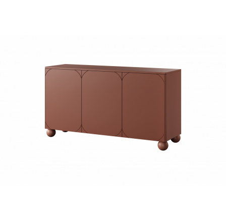 Třídveřová komoda Sonatia II na kulatých nohách 150 cm - burgundská