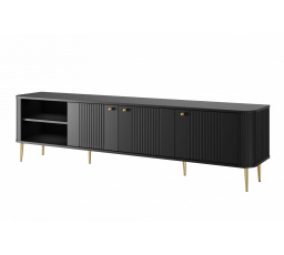 TV skříňka Vesper 3D 187 cm - černá / zlaté nohy