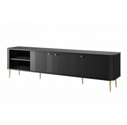 TV skříňka Vesper 3D 187 cm - černá / zlaté nohy