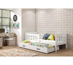 Dětská postel KUBUS s přistýlkou 90x200 cm, bez matrací, Bílá/Bílá