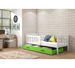 Dětská postel KUBUS 80x190 cm se šuplíkem, s matrací, Bílá/Zelená