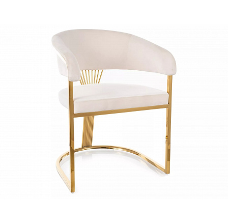 Jídelní židle CROWN VELVET, Světle Béžový Bluvel 22/Zlatá