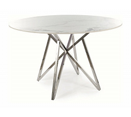 Jídelní stůl MURANO 120 cm, efekt bílého mramoru/Chrom