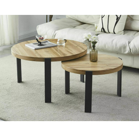 Konferenční stůl POLO - set 2 stolů, Dub Artisan/Černá