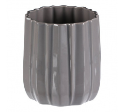 Váza keramická - glazovaná, tmavá šedo-krémová