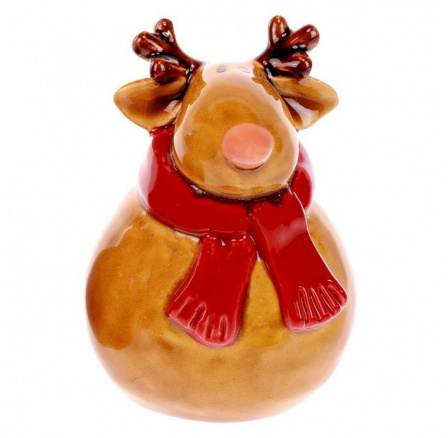 Sob se šálou - keramická figurka, barva hnědá