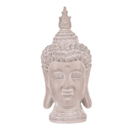 Buddha - hlava z polyresinu, barva šedá