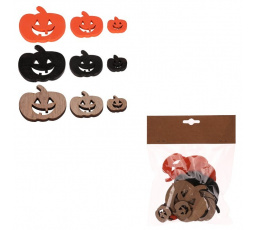 Dýně strašidelná - dřevo, mix 3 barev a 3 vel., cena za balení (18 ks)