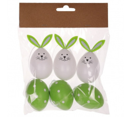 Vajíčka plastová - zajíčci, zeleno-bílé, cena za balení (6 ks)