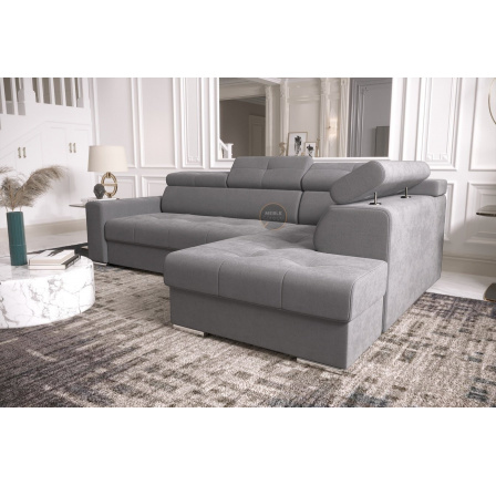 Rohová sedací souprava s funkcí spaní MARGO I 260×185 - šedá , pravá