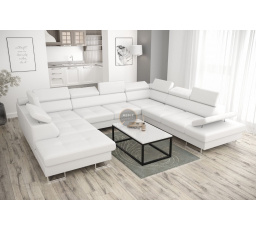 Rohová sedací souprava GALAXY MAX I s funkcí spaní 280x350x225 - bílá eko kůže, pravá