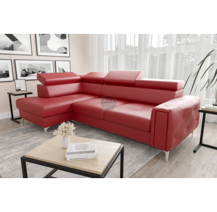 Rohová sedací souprava s funkcí spaní ORION 165x255 přírodní kůže - červená kůže, levá Rohová sedací souprava s funkcí spaní ORION 165x255 přírodní kůže - červená kůže, levá