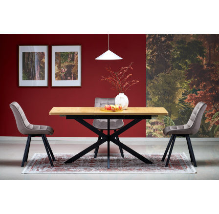 HOLTER rozkládací stůl, deska - zlatý dub, nohy - černé (1p=1ks)