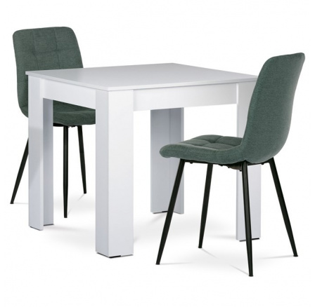 Jídelní set s 2 židlemi, 80x80x75cm, mdf, bílá, B080WTCT281GRN