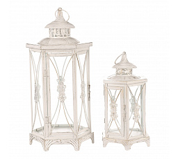 Lucerna kovová - šestiboká, bílá, cena za sadu 2 velikostí