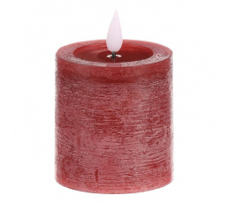 Svíčka široká, sloupcovitá - parafín, LED osvětl. a časovač, červená