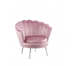 Křeslo velvet růžové /nohy stříbrné/ LC-032-1