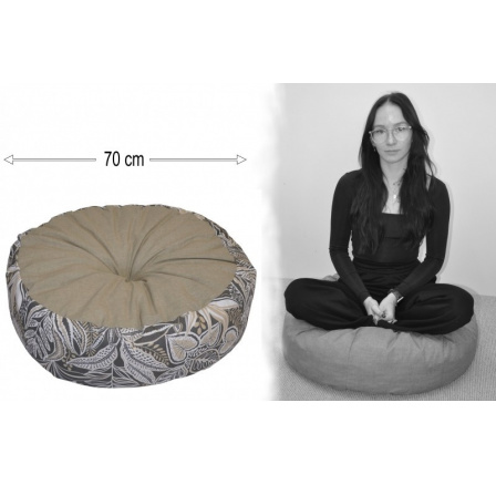 Polštář sedací průměr 70 cm - listy na tmavé Polštář sedací průměr 70 cm - listy na tmavé