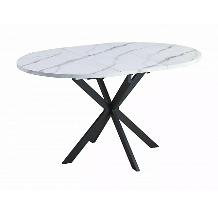 Jídelní stůl GASTON 100 , Efekt bílého mramoru/Černý mat