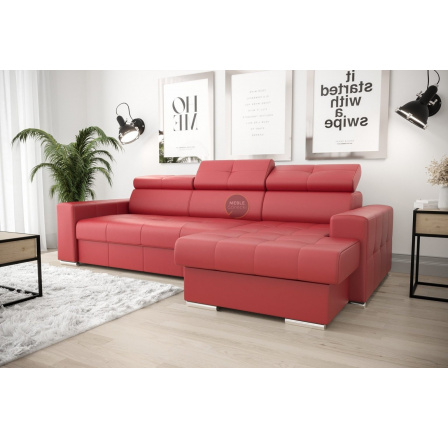 Rohová sedací souprava MARGO 160x250 přírodní kůže - červená kůže , pravá - K-55