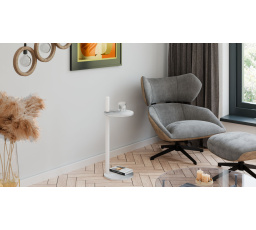 Pomocný stolek Claro kulatý průměr 30 cm - různé barvy na výběr - Světlý Beton, Matná Bílá