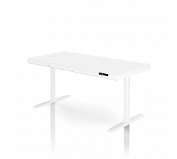 Elektrický výškově nastavitelný stůl sit-stand se zásuvkou a bezdrátovou nabíječkou Qi, bílý, 1400 mm: ELLIS