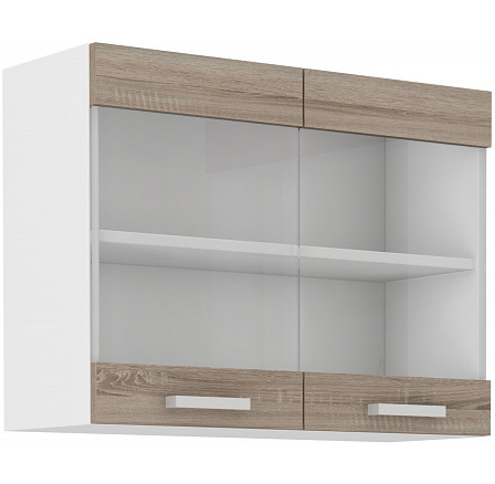 Horní skříňka DAVIS - 80 GS-60 2F, Bílá/Dub Sonoma Trufla