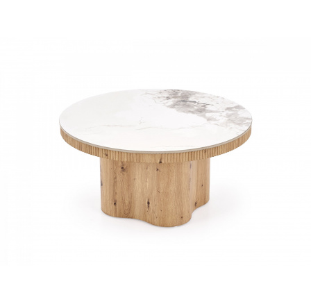 MAGNUM konferenční stolek, bílý mramor / přírodní (2p=1ks)