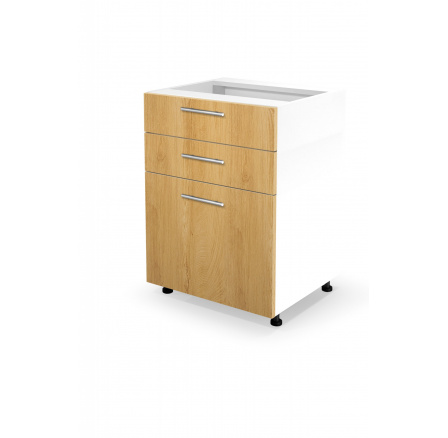 VENTO D3S-60/82 spodní skříňka se zásuvkami, čelní strana s mechanismem Hettich: medový dub (1ks=1ks)